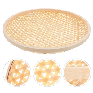 2 Count Bamboo Storage Basket Bread Baskets Woven Tray Round Fruit Kitchen - Picture 1 of 12
