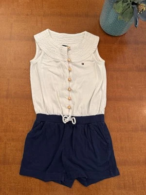 Girls XS Tommy Hilfiger Romper Blue White - Image 1 of 3