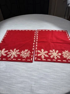 2 Vintage Chalet Skihütte Winter Urlaub Schneeflocke rot-weiß Tischsets - Bild 1 von 6