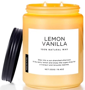 Candles Lemon Vanilla Scented, 19.4oz 110 Hours Long Lasting for Home 2 Wick ... - Picture 1 of 9