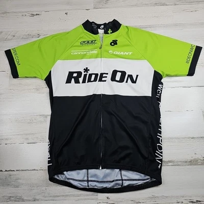 Champion Systems Cycling Jersey Mens XL Green White Short Sleeve Logos Pockets - Image 1 of 4