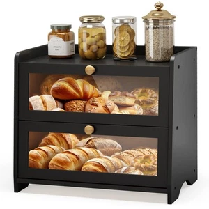 Double Layer Bread Box for Kitchen Countertop, Large Breadbox Bread with Wind... - Picture 1 of 7