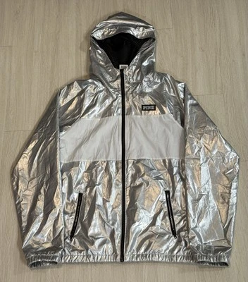 Chaqueta cortavientos metálica con cremallera completa rosa Victoria’s Secret XS/S de gran tamaño Foto 1 de 4