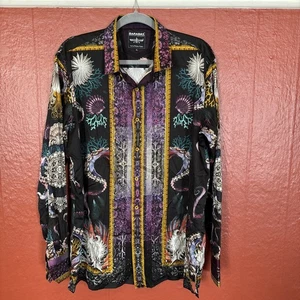 BARABAS Men's Size XL Sea Ocean Baroque Rhinestones Long Sleeve Shirts 3SPR417 - Picture 1 of 12