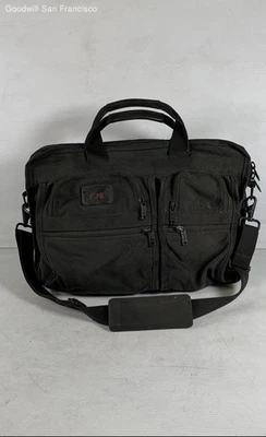 Tumi Black Adjustable Strap Inner Pockets Double Handle Laptop Messenger Bag - Image 1 of 4
