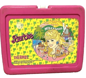 Fiambrera Barbie Hollywood 1988 vintage de plástico rosa sin termo vuelta al cole - Imagen 1 de 8