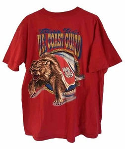 Vtg Coast Guard Cape May Single Stitch Mens XL Military Bear Red Tee Shirt ✅ - Picture 1 of 8