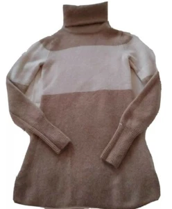 Athleta Women's Sweater Cashmere 100% Turtleneck Ivory & Camel  Size XXSm - Picture 1 of 11