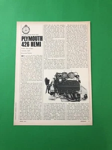 1966 PLYMOUTH HEMI 426 ORIGINAL VINTAGE PRINT AD ADVERTISEMENT ROAD TEST 66 - Picture 1 of 4