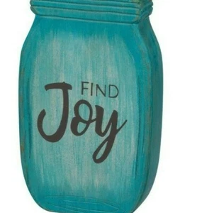 Find Joy Mason Jar Shaped Hanging Sign Primitives by Kathy with Floral insert~ - Picture 1 of 1