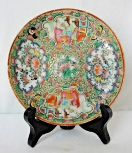 "Antigua placa medallón rosa porcelana china 5 1/8" - Imagen 1 de 12