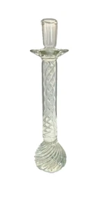 Blown Art Glass Clear Helix Air Twist 16" Taper Candle Holder - Picture 1 of 19