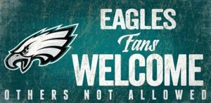 Philadelphia Eagles NFL "Fans Welcome" Holzschild mit Seil, 12"x 6" - Bild 1 von 1