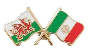 Wales & Mexico Flags Friendship Courtesy enamel Lapel Pin Badge T784 - Picture 1 of 3