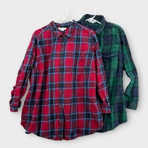 Old Navy Flannel Button Up Shirt Womens 3X Plus Boyfriend Plaid LOT of 2 - Picture 1 of 9