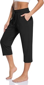 Women'S Capri Yoga Pants Loose Soft Drawstring Workout Sweatpants Causal Lounge - Picture 1 of 4