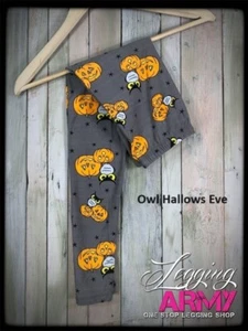 Owl Hallows Eve- Kids Legging Army Leggings- S/M Fit Ages 4-7 - Picture 1 of 1