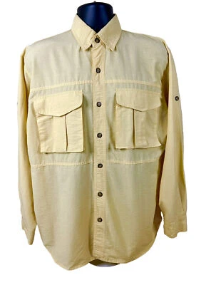 Camisa amarilla Orvis para pesca al aire libre manga larga para hombre talla M se ajusta como XL Foto 1 de 4