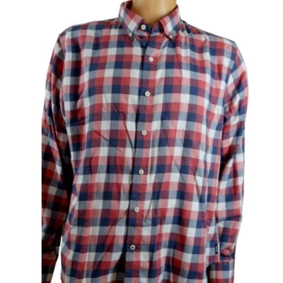 IZOD Shirt Size XL Saltwater Red/White/Blue Checkered Hiking Camping Slim Fit - Image 1 of 4