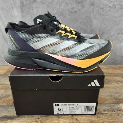 Adidas Adizero Boston 12 Talla 6.5 Mujer Negro Naranja Amarillo Zapatos para Correr Foto 1 de 4