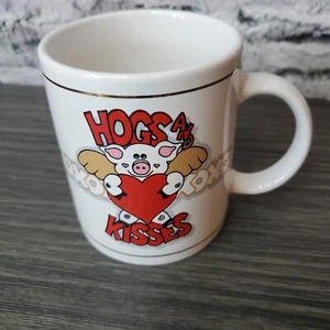 Hogs and Kisses Pigs Fly Valentines Day Heart XO XO 1996 J.I.I. Coffee Mug Cup - Picture 1 of 6