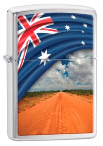 Nuevo Genuino ZIPPO A Prueba de Viento Encendedor Bandera Paisaje Largo Camino Alto Pulido Cromo - Imagen 1 de 3