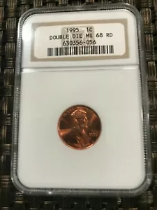 1995-P NGC MS68 RD DOUBLED DIE OBVERSE LINCOLN MEMORIAL CENT! - Picture 1 of 12