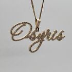 14k Yellow Solid Gold and Diamonds Any Name Plate Pendant Charm No Chain 