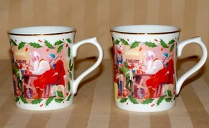 Lenox Santa Toyshop Workshop Mugs Cups (2) New No Box - Picture 1 of 4