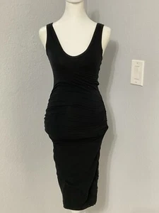 NWT James Perse Skinny Ruched Sleeveless Tank Dress Black Capsule Size 0 $225 - Picture 1 of 9