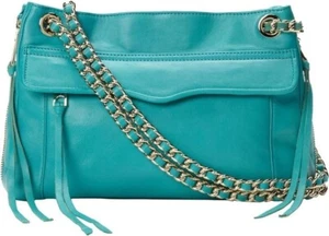 BNWT Rebecca Minkoff Gorgeous Swing Teal Soft Leather 2-Way Medium Shoulder bag - Picture 1 of 6