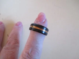 Kingwill Tungsten Carbide Size 8 Black Carbon Wedding Band Ring - Picture 1 of 5