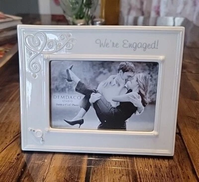 We're Engaged! Brand New Demdaco Studio White Porcelain 4"×6" Photo... - Image 1 of 4