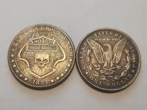 Hobo Nickel Style Zombie Biker Morgan Dollar 1893 - Picture 1 of 1
