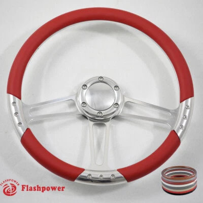 Volantes Billet 14"" cuero rojo Hot Rod GM Buick Riviera Lesabre con bocina Foto 1 de 4