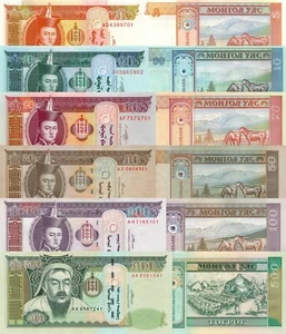 Mongolia 6 PCS Set: 5 to 500 Tugrik (2000/2011), p61,p62,p63e,p64a,p65b,p66a UNC - Picture 1 of 7