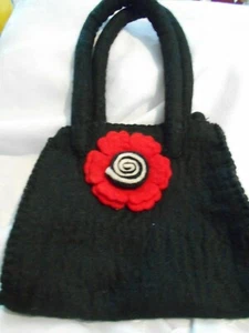 BOLSO PARA MUJER DE LANA NEGRO FIELTRO HECHO A MANO SIN MARCA - Imagen 1 de 1