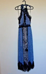 ZARA LIMITED EDITIO LONG MAXI HALTER LACE VICTORIAN SHEER BLUE DRESS 2528/760 XS - Picture 1 of 22
