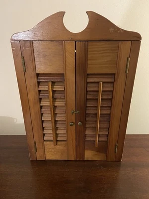 Vintage Antique Wood Curio Display Cabinet 18” Tall, 13” Wide, 2.75” Deep - Image 1 of 4