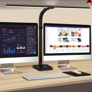 Doppelkopf Schreibtischlampe LED dimmbar,24W 80CM Schreibtischlampe groß und  - Bild 1 von 9