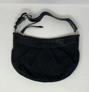 Coach Signature Black Leather Hobo Handbag Soho Pleated Purse F13740 - Picture 1 of 8