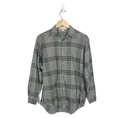 Camisa de hombre vintage Chemise Lacoste manga larga gris a cuadros con botones pequeña Foto 1 de 4