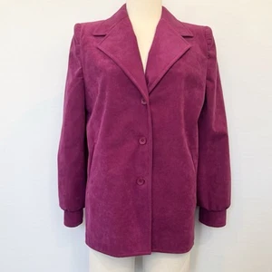 Vintage Lilli Ann Ultrasuede Hot Pink Bright Fuchsia 80s Jacket Blazer Coat - Picture 1 of 9