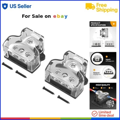 Car Audio Power Distribution Block Metal 3 Way Ground Splitter for Amp - Image 1 of 4