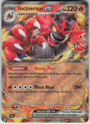 Pokemon Incineroar ex - 034/162 SV05: Temporal Forces Double Rare NM - Image 1 of 2
