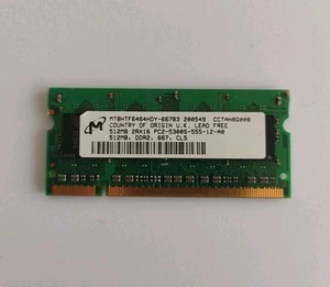 MICRON 512MB DDR2 RAM 667MHz LAPTOP SO-DIMM PC2-5300 MEMORY MT8HTF6464HDY-667B3 - Picture 1 of 2