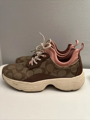 Coach Women’s C270 Signature Tech Runner Size 7.5 B Color Khaki/Saddle C5774 - Image 1 of 4