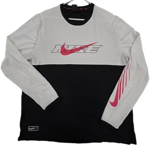 Vintage Nike Dri-Fit Shirt Mens 2XL Black White Y2K Swoosh Just Do It Spellout - Picture 1 of 10