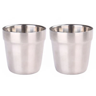 2pcs Edelstahl Wein Becher Wasser Becher Weinglas Camping BBQ Picknick Tasse - Bild 1 von 4
