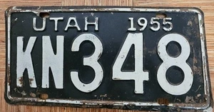 Utah 1955 License Plate # KN348 - Picture 1 of 1